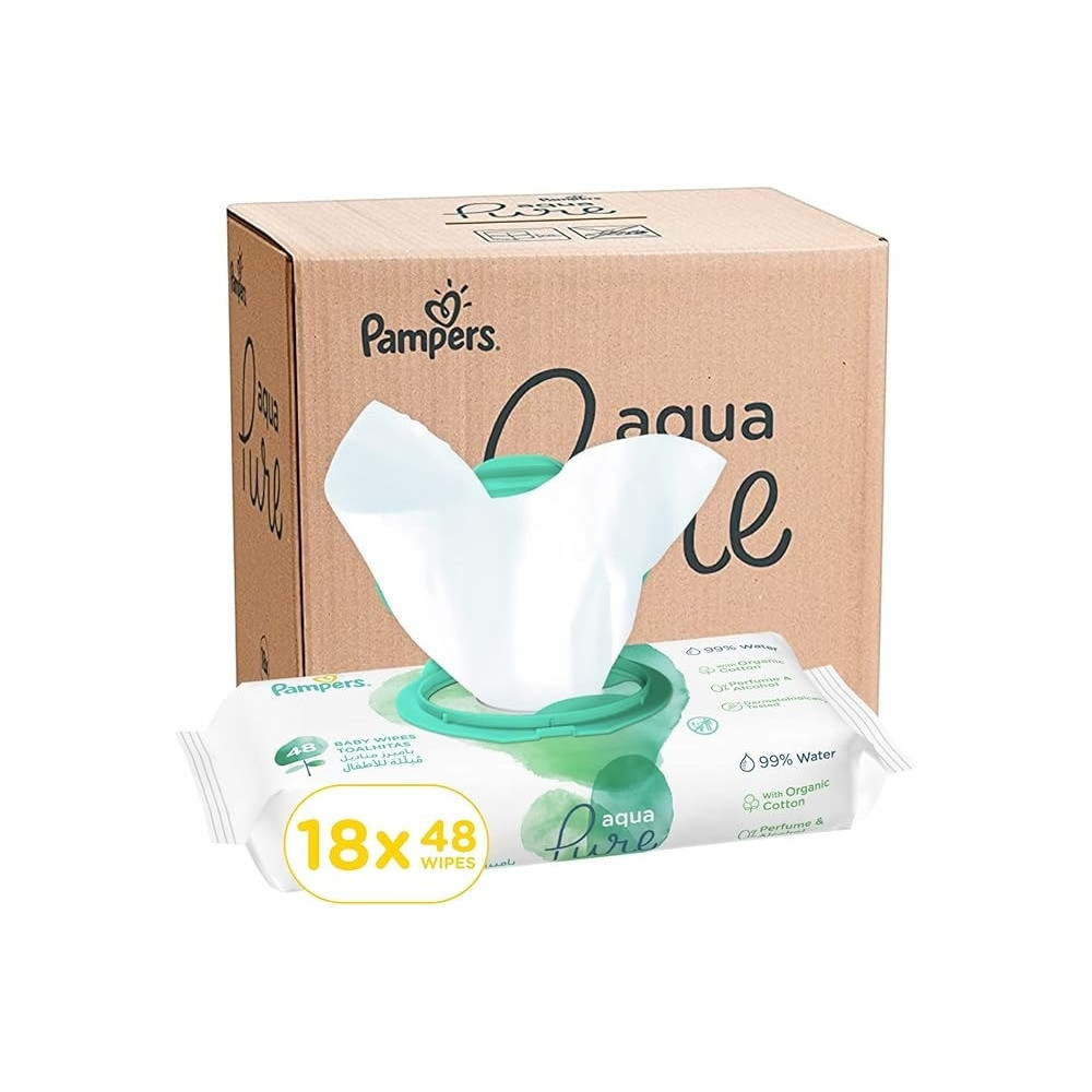 Pampers Aqua Pure Baby Wipes Made With 99 Percent Pure Water, 864 Wipe Count