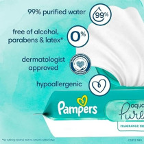 Pampers Aqua Pure Sensitive Baby Wipes, 99 Percent Water, Hypoallergenic, Unscented, 8 Flip-Top Packs, 448 Wipes Total