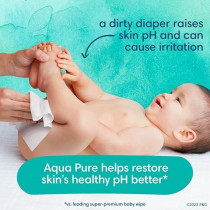 Pampers Aqua Pure Sensitive Baby Wipes, 99 Percent Water, Hypoallergenic, Unscented, 8 Flip-Top Packs, 448 Wipes Total
