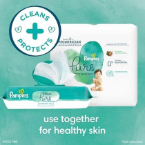 Pampers Aqua Pure Sensitive Baby Wipes, 99 Percent Water, Hypoallergenic, Unscented, 8 Flip-Top Packs, 448 Wipes Total