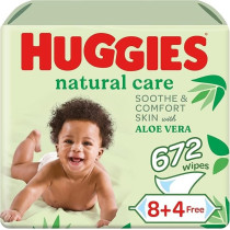 Huggies Natural Baby Wipes, Aloe Vera Wipes, 12 Pack X 56 Wipes, 672 Wipes