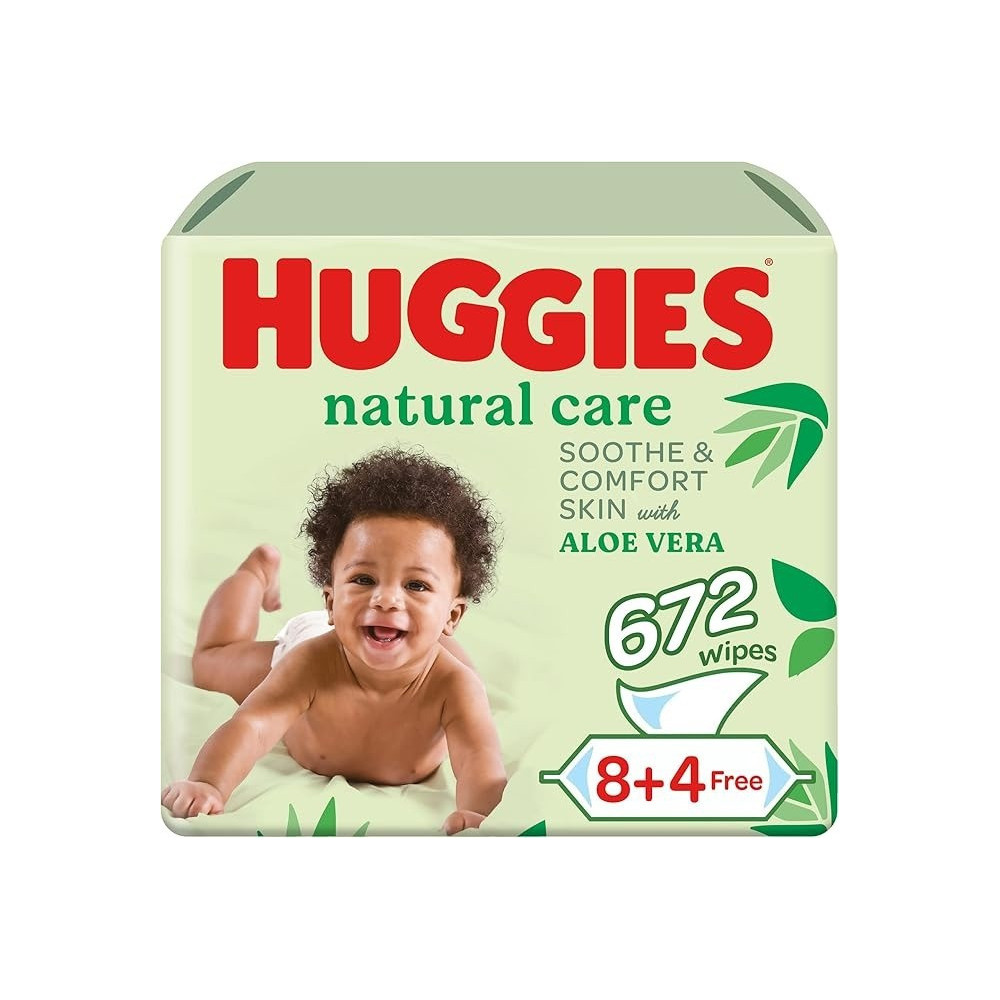 Huggies Natural Baby Wipes, Aloe Vera Wipes, 12 Pack X 56 Wipes, 672 Wipes