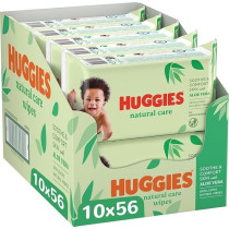 Huggies Natural Baby Wipes, Aloe Vera Wipes, 10 Pack X 56 Wipes, 560 Wipes