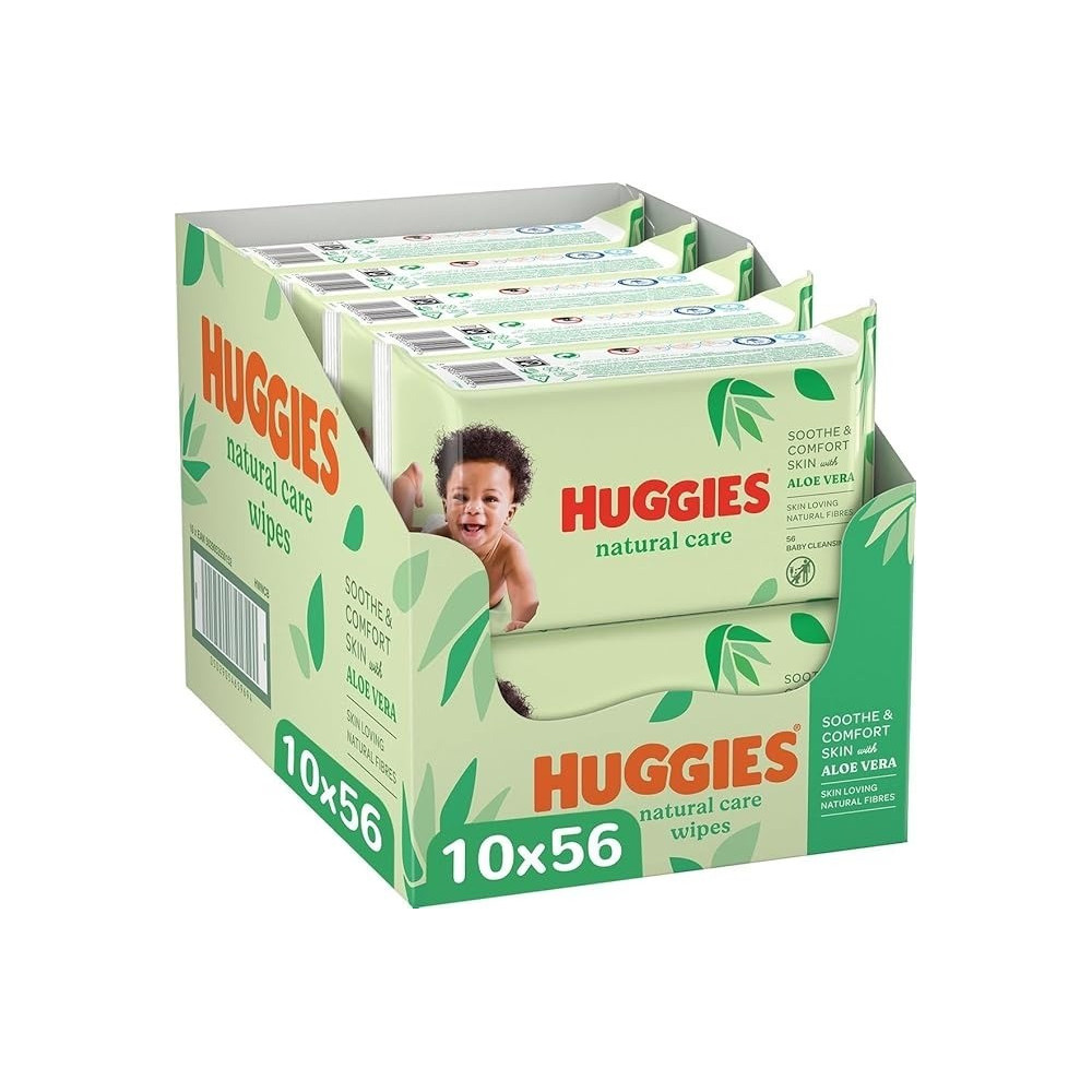 Huggies Natural Baby Wipes, Aloe Vera Wipes, 10 Pack X 56 Wipes, 560 Wipes