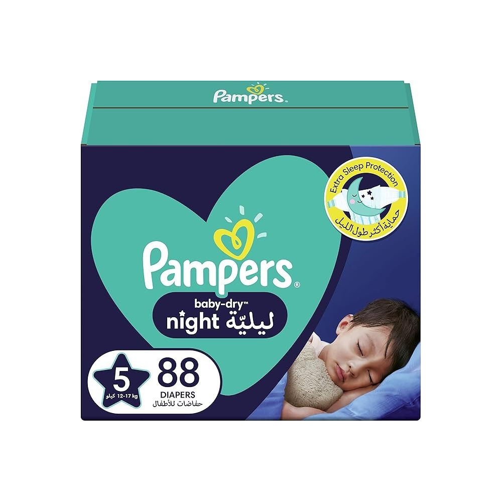 Pampers Baby-Dry Night Diapers For Extra Sleep Protection, Size 5, 12-17Kg, 88 Diaper Count