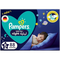 Pampers Baby-Dry Night Diapers For Extra Sleep Protection, Size 5, 12-17Kg, 88 Diaper Count