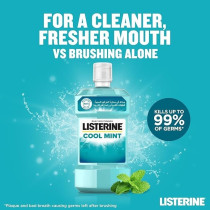 Listerine Cool Mint Mouthwash, Pack Of 3 X 500Ml, 24 Hour Protection Against Plaque, Refreshing Sensation For A Healthier Mouth