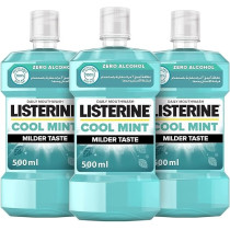 Listerine Mouthwash, Cool Mint, Milder Taste, 500Ml, 3 Free Pack