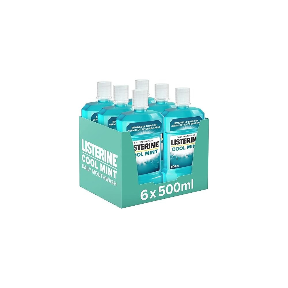 Listerine Cool Mint Mouthwash, 6 X 500Ml, Blue