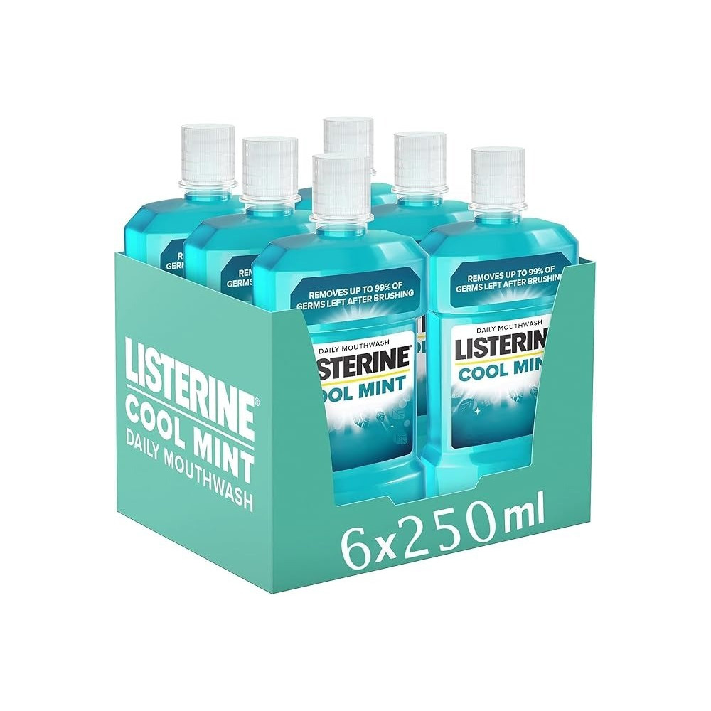 Listerine Cool Mint Mouthwash, 6 X 250Ml, Blue