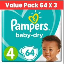 Pampers Baby-Dry Taped Diapers Up To 100 Percent Leakage Protection, Size 4, 9-18Kg, 192 Pcs