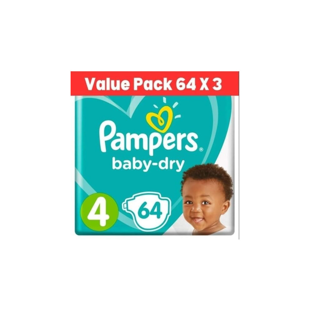 Pampers Baby-Dry Taped Diapers Up To 100 Percent Leakage Protection, Size 4, 9-18Kg, 192 Pcs