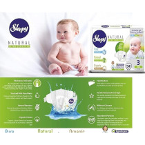 Sleepy Natural Baby Diapers, Size 3, 34 Count, Made From Organic Cotton And Bamboo Extract, Ultimate Comfort And Dryness, Disposable Diapers Snuggle Diaper