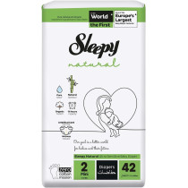 Sleepy Natural Size 2 New Born Hypoallergenic Baby Dry Diapers 100 Percent Leakage Protection, 42 Count