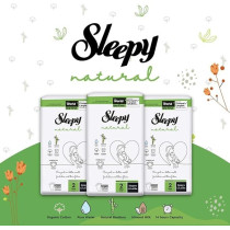Sleepy Natural Size 2 New Born Hypoallergenic Baby Dry Diapers 100 Percent Leakage Protection, 42 Count