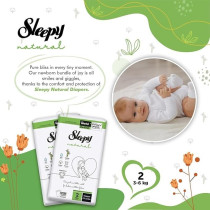 Sleepy Natural Size 2 New Born Hypoallergenic Baby Dry Diapers 100 Percent Leakage Protection, 42 Count