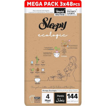Sleepy Eco-Friendly Hypoallergenic Superior Absorbency Pants Size 4, 144 Count