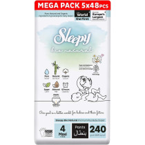 Sleepy Bio Natural Superior Absorbency Eco-Friendly Hypoallergenic Pants Size 4, 240 Count