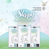 Sleepy Bio Natural Hypoallergenic Water Based Almond Milk 100 Percent Leakproof Premium Size 5 Baby Dry Diapers, 40 Count