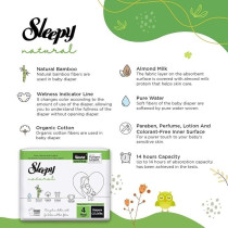 Sleepy Natural Size 4 (Newborn), 30 Count, 7-14Kg Hypoallergenic Baby Dry Diapers, Organic Cotton, Highly Absorbent, Bamboo Extract, Ultimate Comfort And Dryness, 100Percentage Leakage Protection