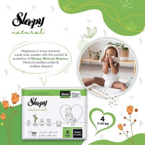Sleepy Natural Size 4 (Newborn), 30 Count, 7-14Kg Hypoallergenic Baby Dry Diapers, Organic Cotton, Highly Absorbent, Bamboo Extract, Ultimate Comfort And Dryness, 100Percentage Leakage Protection