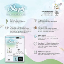 Sleepy Bio Natural Premium Size 3 Diapers, 2X56 Baby Dry Taped Diapers, 4-9Kg Hypoallergenic, Water Based, Almond Milk, Vegan, 100Percentage Leakproof