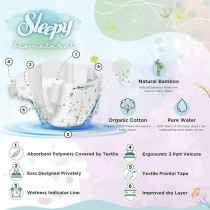 Sleepy Bio Natural Premium Size 3 Diapers, 2X56 Baby Dry Taped Diapers, 4-9Kg Hypoallergenic, Water Based, Almond Milk, Vegan, 100Percentage Leakproof