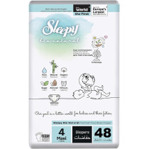 Sleepy Bio Natural Premium Size 4 Diapers, 48 Count, Baby Dry Taped Diapers, 7-14Kg Hypoallergenic, Water Based, Almond Milk, Vegan, 100Percentage Leakproof