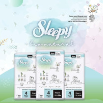 Sleepy Bio Natural Premium Size 4 Diapers, 48 Count, Baby Dry Taped Diapers, 7-14 Kg Hypoallergenic, Water Based, Almond Milk, Vegan, 100 Percentage Leakproof