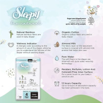 Sleepy Bio Natural Premium Size 4 Diapers, 48 Count, Baby Dry Taped Diapers, 7-14 Kg Hypoallergenic, Water Based, Almond Milk, Vegan, 100 Percentage Leakproof