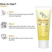 Fixderma Shadow Sunscreen Spf 50Plus Gel For Oily Skin, Body And Face, Broad Spectrum For Uva And Uvb Protection For Unisex, Non Greasy And Water Resistant, 40G