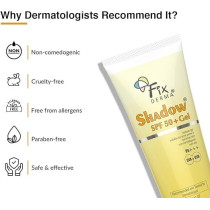 Fixderma Shadow Sunscreen Spf 50Plus Gel For Oily Skin, Body And Face, Broad Spectrum For Uva And Uvb Protection For Unisex, Non Greasy And Water Resistant, 40G