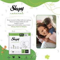 Sleepy Natural Size 5, 11-18Kg Hypoallergenic Baby Dry Diapers, Organic Cotton, Highly Absorbent, Bamboo Extract, Ultimate Comfort And Dryness, 100Percentage Leakage Protection (5, 144 Count)