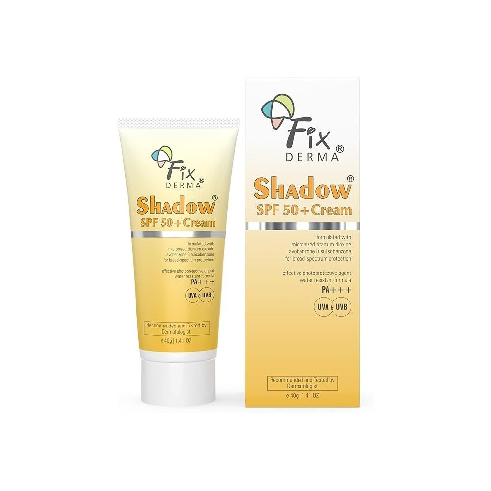 Fixderma Shadow Sunscreen Spf 50Plus Cream Pa, Sunscreen For Dry Skin, Sunscreen For Uva And Uvb Protection, Non Greasy And Water Resistant, 40 Gm