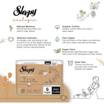 Sleepy Ecologic Size 6, 32 Count, Hypoallergenic, Plant-Based, Biodegradable, Sustainable, Premium Taped Diapers With High Absorption, Organic Baby Dry Diaper 15-27 Kg, 100Percentage Leakproof
