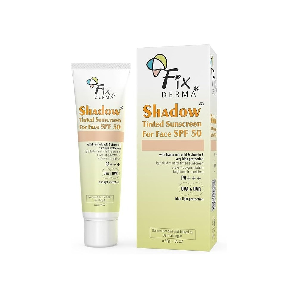 Fixderma Shadow Tinted Sunscreen Spf 50 Pa+++, Sunscreen With Vitamin E, Uva And Uvb Protection, For All Skin Types, 30Gm