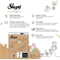 Sleepy Ecologic Size 1, 128 Count New Born, Hypoallergenic, Plant-Based, Biodegradable, Sustainable, Premium Taped Diapers With High Absorption, 2X64 Organic Baby Dry Diaper 3-6 Kg, 100Percentage Leakproof