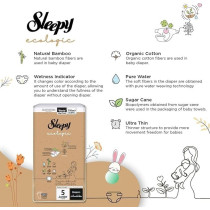 Sleepy Ecologic Size 5, 40 Count, Hypoallergenic, Plant-Based, Biodegradable, Sustainable, Premium Taped Diapers With High Absorption, Organic Baby Dry Diaper 11-20 Kg, 100Percentage Leakproof