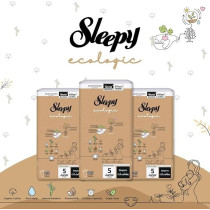 Sleepy Ecologic Size 5, Hypoallergenic, Plant-Based, Biodegradable, Sustainable, Premium Taped Diapers With High Absorption, Organic Baby Dry Diaper 11-20 Kg, 100Percentage Leakproof (5, 160 Count)