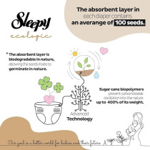 Sleepy Ecologic Size 5, Hypoallergenic, Plant-Based, Biodegradable, Sustainable, Premium Taped Diapers With High Absorption, Organic Baby Dry Diaper 11-20 Kg, 100Percentage Leakproof (5, 160 Count)