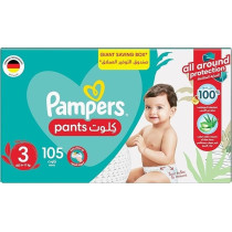 Pampers Baby-Dry Pants Diapers With Aloe Vera Lotion, 360 Fit And Up To 100Percentage Leakproof, Size 3, 6-11Kg, Mega Box, 105 Count