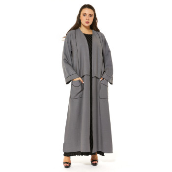 Grey Linen Casual Abaya
