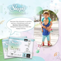Sleepy Bio Natural Premium Size 6 Diapers, 128 Count, Baby Dry Taped Diapers, 15-25Kg Hypoallergenic, 4X32 Water Based, Almond Milk, Vegan, 100Percentage Leakproof