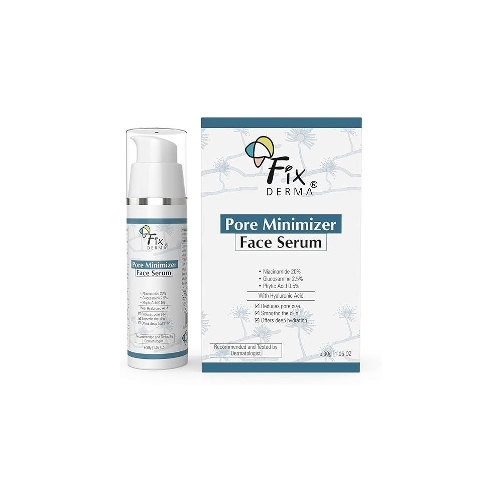 Fixderma 20Percentage Niacinamide Serum For Face For Pore Minimizer With 2.5Percentage Glucosamine And Hyaluronic Acid Serum, Open Pores Serum, Hydrating Serum, Face Serum For Men And Women, 30G