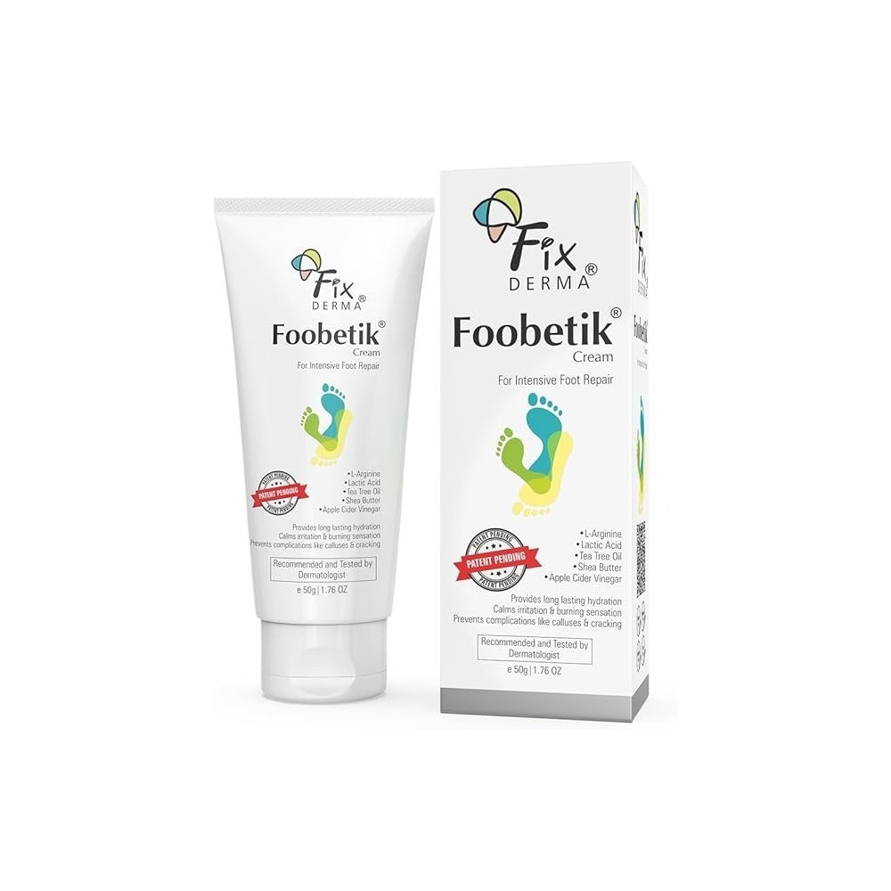 Fixderma Foobetik Cream, Foot Cream, Foot Care For Diabetic, For Dry And Cracked Feet, Moisturizes And Soothes Feet, Heel Repair, For Calloused Or Chapped Skin, Paraben Free, 50G