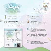Sleepy Bio Natural Premium Size 1 Diapers, 64 Count, Baby Dry Taped Diapers, 2-5Kg Hypoallergenic, Water Based, Almond Milk, Vegan, 100Percentage Leakproof