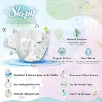 Sleepy Bio Natural Premium Size 1 Diapers, Baby Dry Taped Diapers, 2-5Kg Hypoallergenic, Water Based, Almond Milk, Vegan, 100Percentage Leakproof (1, 128 Count)