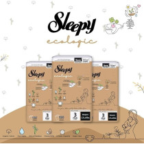Sleepy Ecologic Size 3, 56 Count, Hypoallergenic, Plant-Based, Biodegradable, Sustainable, Premium Taped Diapers With High Absorption, Organic Baby Dry Diaper 4-10 Kg, 100Percentage Leakproof