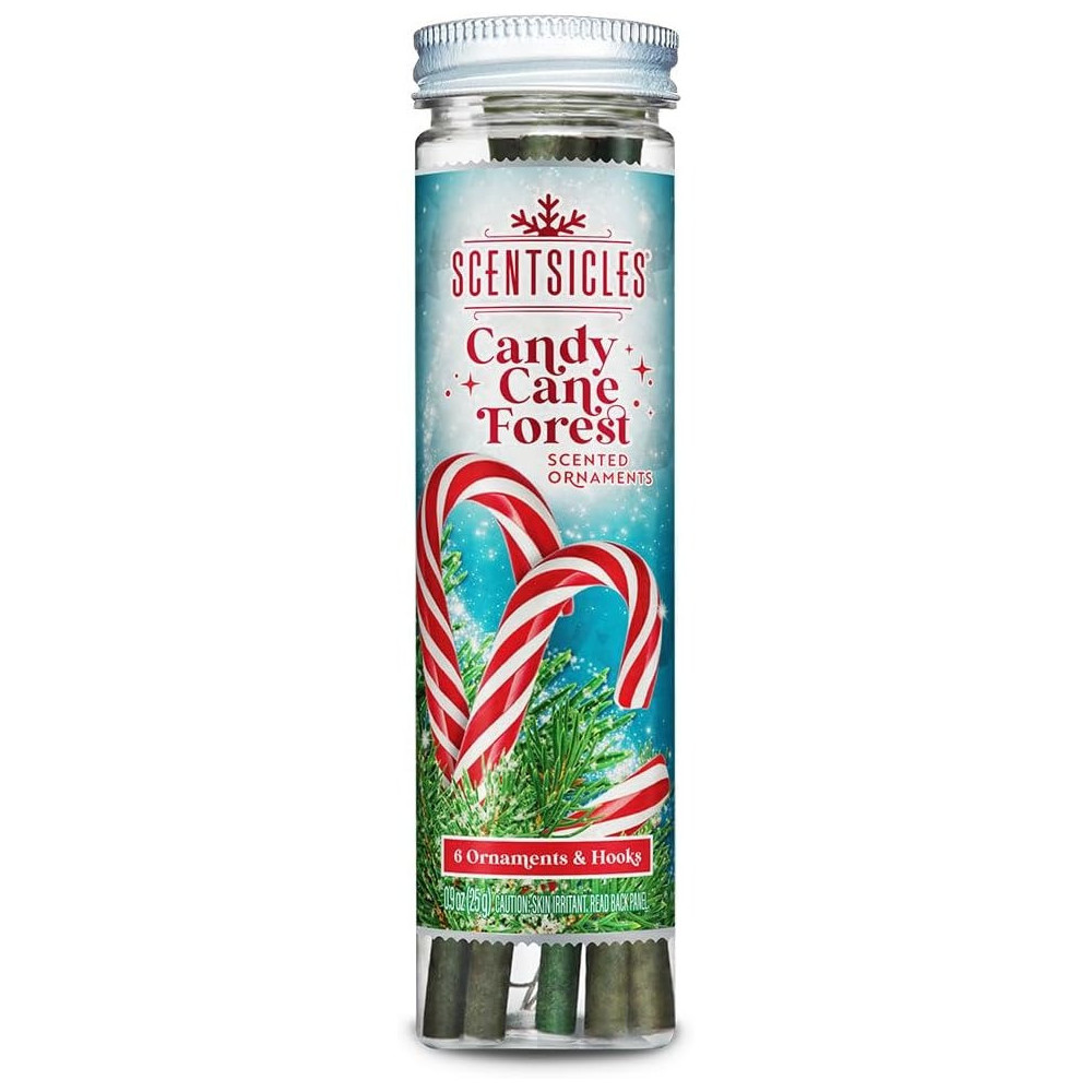 Scentsicles Candy Cane Forest Scented Christmas Ornaments With Hooks, 1 Bottle, 6 Piece Sticks