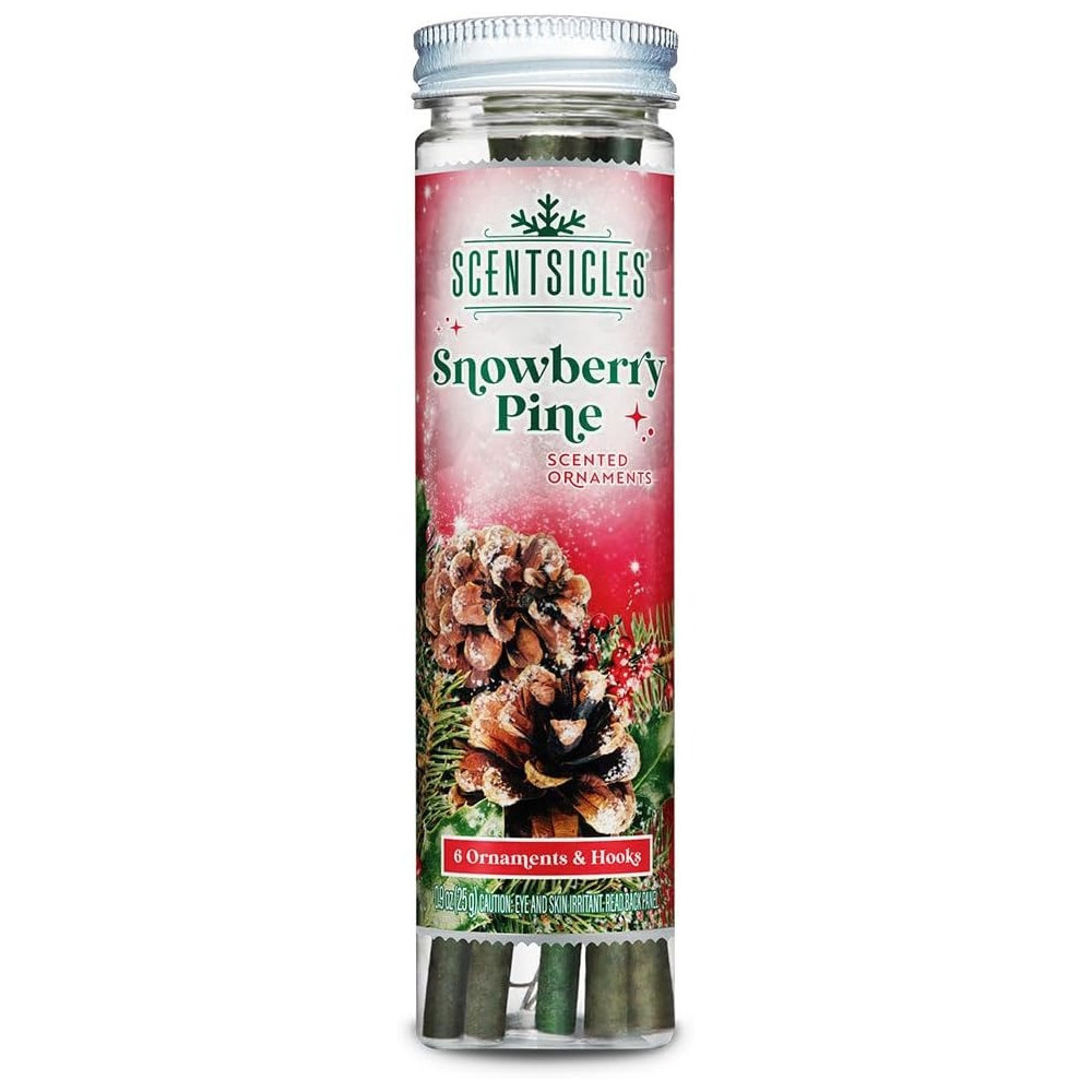 Scentsicles Scented Ornament Sticks, Snowberry Pine, 6 Piece